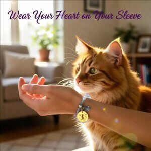 Shimmering Cat Lovers Stretch Bracelet @ 7" Wrists! Cat Lady Paws Pawprints